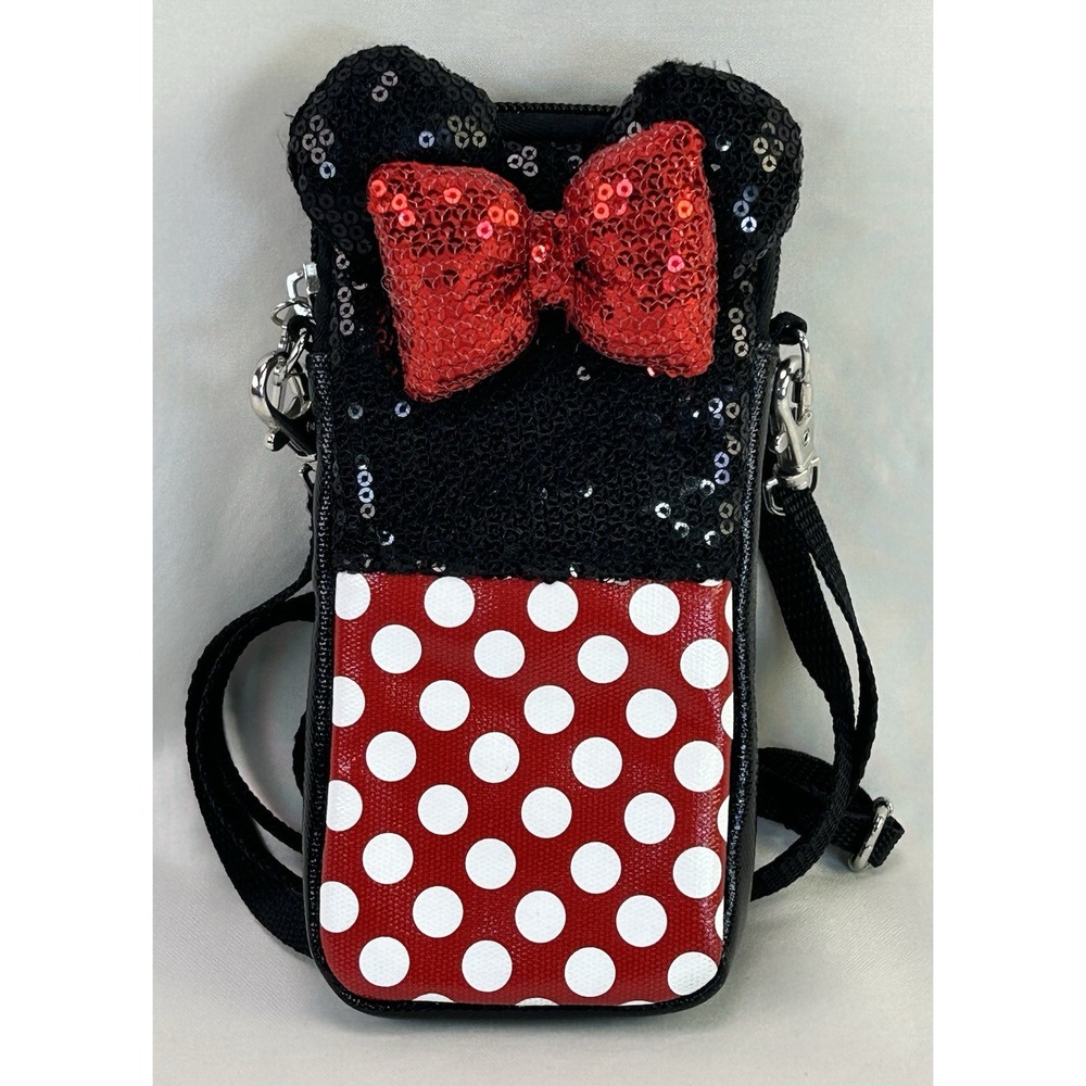 Disney Parks D-Tech Sequined Minnie Mouse wristlet/Crossbody Bag Cell Phone Case